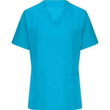 pracovní tričko James & Nicholson Tričko JN 3103, elastické, kazak s výstřihem do V, krátký rukáv, dámské COT02310344004-turquoise XL Tyrkysová