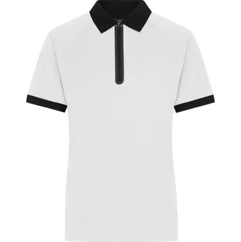 Pánské tričko James & Nicholson Polokošile JN 1307 se zipem, krátký rukáv, dámská COT02130791002-white/black M Bílá/černá