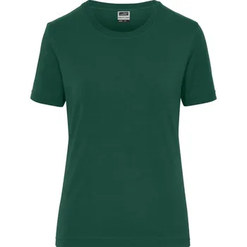 pracovní tričko James & Nicholson Tričko JN 1801 Solid, elastické, z bio bavlny, krátký rukáv, dámské COT02180102805-dark green 2XL Zelená tmavá