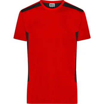 Pracovní oblečení James & Nicholson Tričko Strong JN 1824, krátký rukáv, pánské COT02182487601-red/black S Červená/černá