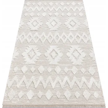 Koberec KOBEREC BAVLNA RECYKLOVANÁ MOROC EKO 117x170 ROMBY béžový S TŘÁSNĚMI #D1407