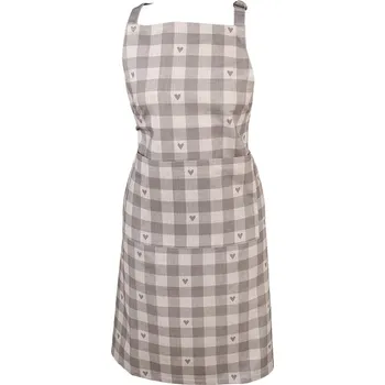 Kuchyňská zástěra Šedo-bílá bavlněná zástěra se srdíčky Love It – 70x85 cm