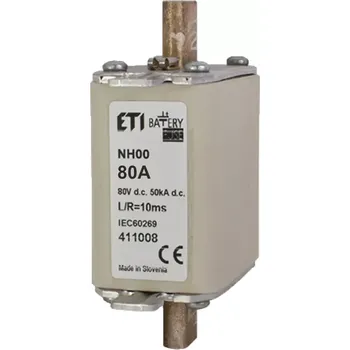 Autopojistky Nožová pojistka DC M00 gBat 80A/80V DC (Bateriová pojistka ETI nožová DC M00.)