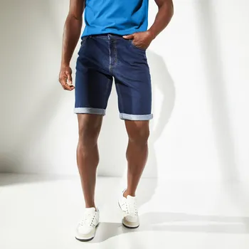 Pánské kraťasy Blancheporte Bavlněné strečové bermudy s pružným pasem tmavě modrá 52