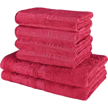 Ručník Sada 6 kusů bordových bambusových osušek a ručníků EMI