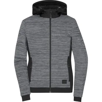 pracovní bunda James & Nicholson Bunda JN 1843, fleecová, pletená, dámská COT021843s7602-carbon mela M Melír šedá/černá