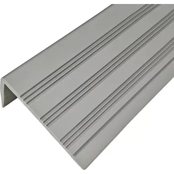 Rohožka Šedá plastová (PVC) protiskluzová schodová hrana F208 - délka 250 cm, šířka 8,2 cm, výška 4,5 cm