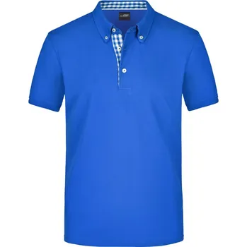 Pánské tričko James & Nicholson Polokošile JN 964 button-down, krátký rukáv, pánská COT020964j2313-royal/royal 3XL Modrá/bílá