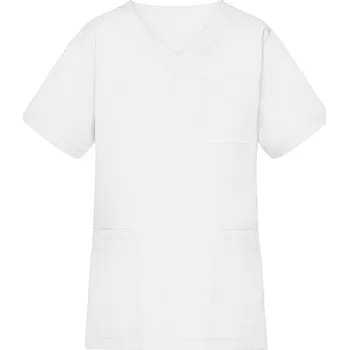 pracovní tričko James & Nicholson Tričko JN 3101, kazak s výstřihem do V, krátký rukáv, dámské COT02310100104-white XL Bílá