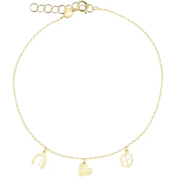 Náramek Zlatý náramek - podkova, srdce, čtyřlístek - AP540-9484