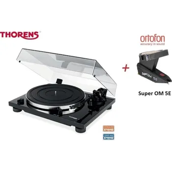 Gramofon Thorens TD 201 Black + Ortofon Super OM 5E Piano black (Audiofilský gramofon pro náročné posluchače s vestavěným PHONO MM předzesilovačem a přenoskou Ortofon)