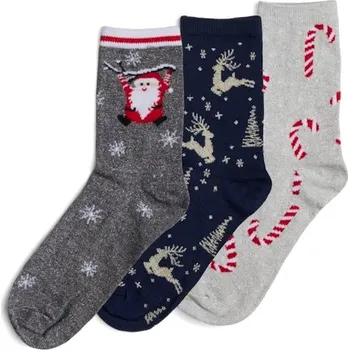 Dámské oblečení Pieces 3 PACK - dámské ponožky PCJINGLE 17143280 Maritime Blue + 2 měsíce na vrácení zboží