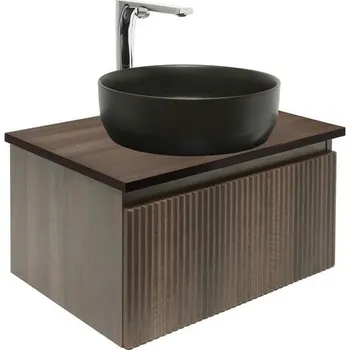 Koupelnový nábytek Koupelnová skříňka s umyvadlem a baterií SAT Evolution 58x30x44,8 cm ořech mat SATEVO60NADBUC