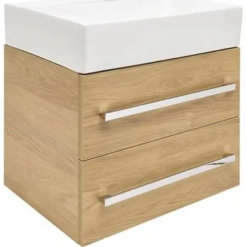 Koupelnový nábytek Koupelnová skříňka s umyvadlem SAT Cube Way 60x53x46 cm dub Hickory mat CUBE46602DHSATCWL