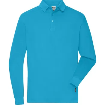 Pánské tričko James & Nicholson Polokošile JN 1842, dlouhý rukáv, pánská COT02184244000-turquoise XS Tyrkysová
