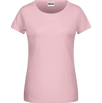 pracovní tričko James & Nicholson Tričko JN 8007 z bio bavlny, krátký rukáv, dámské COT02800730005-soft pink 2XL Růžová světlá