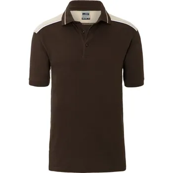 James & Nicholson Polokošile Color JN 858, krátký rukáv, pánská COT020858s4816-brown/stone 6XL Hnědá/stone