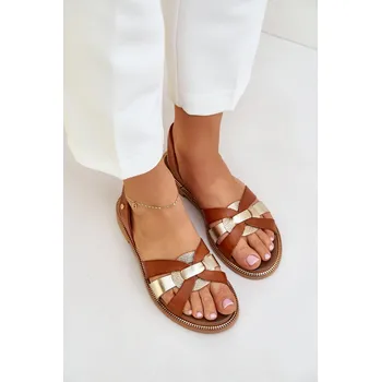 Dámské sandále Zazoo 40382 Dámské kožené sandály Barva: Béžová, Velikost: 36