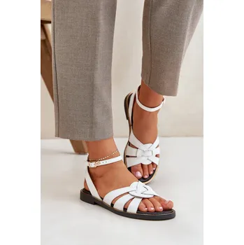 Dámské sandále Zazoo 40378 Ploché Dámské Kožené Sandály Barva: Bílá, Velikost: 38