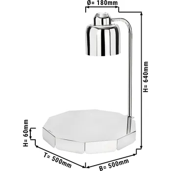 Lednice G.Gastro Commercial Buffet Infrared Food Warmer Heat Lamp PREMIUM – 250 W - Round - Stainless Steel