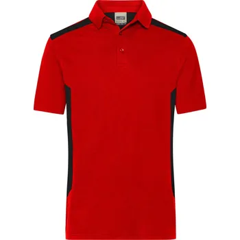 Pánské tričko James & Nicholson Polokošile Strong JN 1826, krátký rukáv, pánská COT02182687614-red/black Červená/černá 4XL