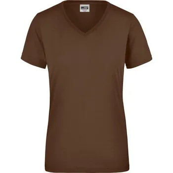 pracovní tričko James & Nicholson Tričko JN 837, krátký rukáv, dámské COT02083714502-brown M Hnědá