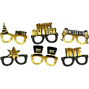 Party dekorace Papírové brýle - černo zlaté Happy New Year! 6 ks