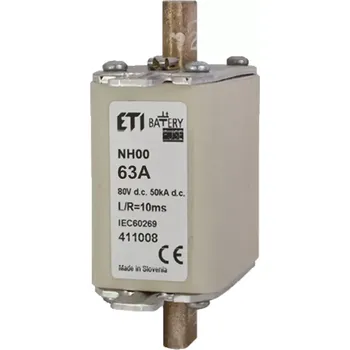 Autopojistky Nožová pojistka DC M00 gBat 63A/80V DC (Bateriová pojistka ETI nožová DC M00.)