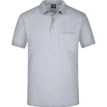 Pánské tričko James & Nicholson Polokošile JN 922 s náprsní kapsou, krátký rukáv COT02092203405-grey heathe 2XL Melír šedá