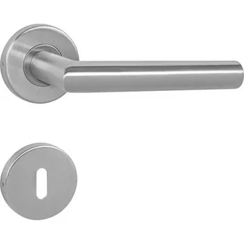 Dveřní kování Kování klika s kulatou rozetou FAVORIT R BB BN – broušená nerez