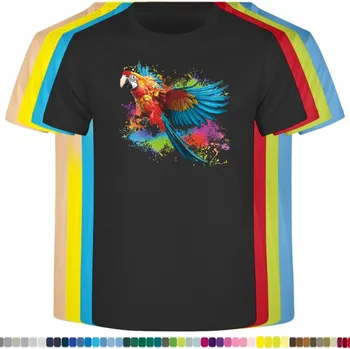 Dívčí tričko detske-levne-bavlnene-tricko-potisk-berevny-letici-papousek Barva: Black -černá, velikost: 104