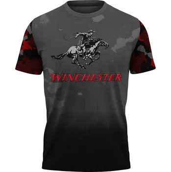 Pánské tričko tricko-lovec-potisk-winchester-sede velikost: 5XL - šířka 67 cm, délka 78 cm