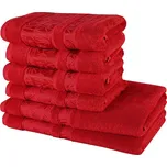 Sada 6 kusů červených bambusových osušek a ručníků EMI