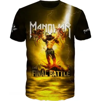 Pánské tričko metalove-tricko-Manowar-zlute velikost: 158 - šířka 43 cm, délka 56 cm