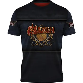 Pánské tričko cerne-tricko-celopotisk-hudebni-skupina-saxon velikost: 158 - šířka 43 cm, délka 56 cm