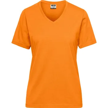 pracovní tričko James & Nicholson Tričko JN 1807 Solid z bio bavlny, krátký rukáv, dámské COT02180723514-orange Oranžová 4XL