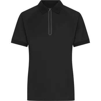 Pánské tričko James & Nicholson Polokošile JN 1307 se zipem, krátký rukáv, dámská COT02130780802-black/black M Černá/černá