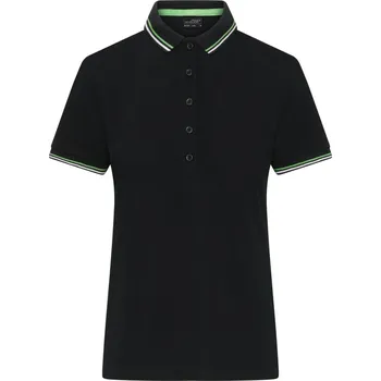 Pánské tričko James & Nicholson Polokošile JN 1305, krátký rukáv, dámská COT021305j2600-black/white XS Černá/bílá/zelená