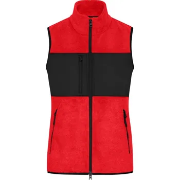 pracovní vesta James & Nicholson Vesta JN 1309, fleecová, dámská COT02130987602-red/black M Červená/černá