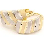 Zlaté náušnice zdobené proužky dvě barvy zlata 1,45g