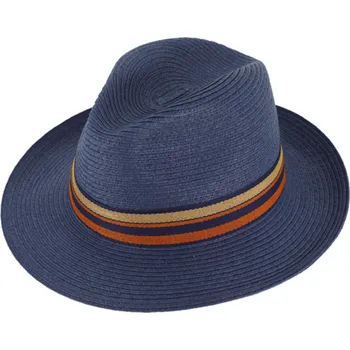 Klobouk Fiebig - Headwear since 1903 Letní crushable modrý fedora klobouk od Fiebig - Traveller Toyo Velikost: 61 cm (XL)