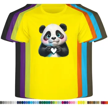 Dívčí tričko detske-levne-bavlnene-tricko-potisk-panda-srdce Barva: Yellow - žlutá, velikost: 104