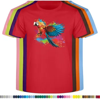 detske-levne-bavlnene-tricko-potisk-berevny-letici-papousek Barva: Red - červená, velikost: 128