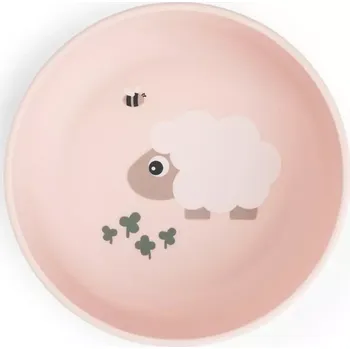 dětská jídelní sada DONE BY DEER Foodie miska Tiny farm růžová