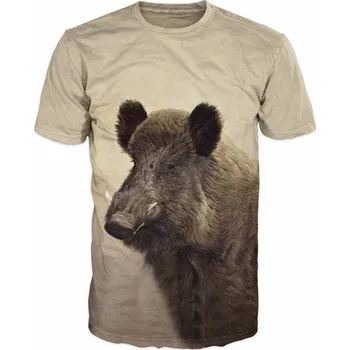 Pánské tričko myslivecke tricko hlava divocaka velikost: 5XL - šířka 67 cm, délka 78 cm