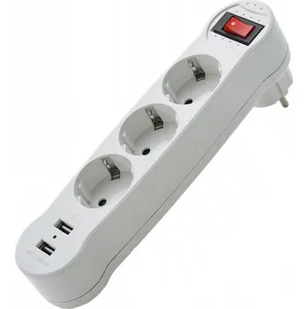 Elektrická zásuvka EU Adaptér s USB - Redukce 1 zástrčka na 3 zásuvky.