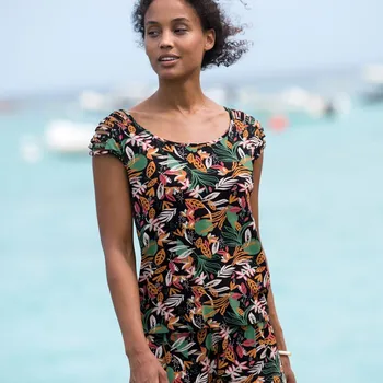 Dámské tričko Tričko s ozdobnými šňůrkami na ramenou, s potiskem černá/medová 34/36