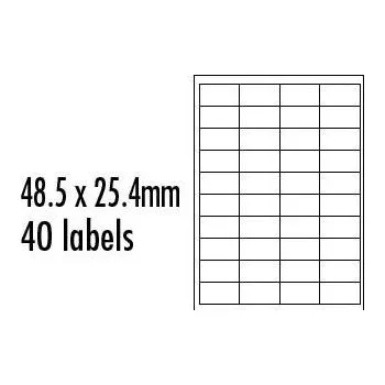 Samolepící etiketa Logo etikety 48.5mm x 25.4mm, A4, matné, červené, 40 etiket, baleno po 10 ks, pro inkoustové a laserové tiskárny