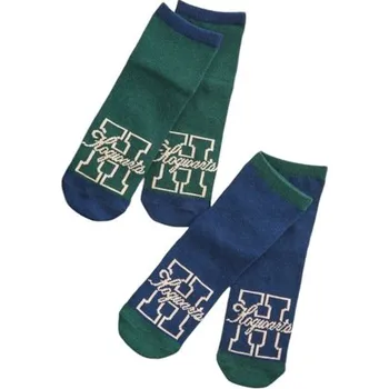 Ponožky dětské kotníkové, 2 ks Hogwarts zelené/modré, Harry Potter Velikost: 27/30
