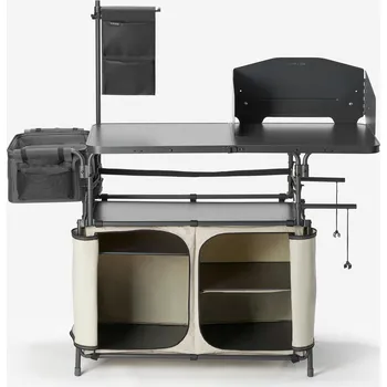 kempingová skříňka QUECHUA Kempingová skládací kuchyňská skříňka XL ŠEDÁ